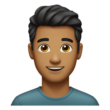 A young man with caramel skin, slightly longer black hair, a smiling face without a beard. Dark brown eyes Clean eyebrows  sticker