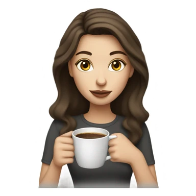 Pretty Pale brunette drinking coffee sticker