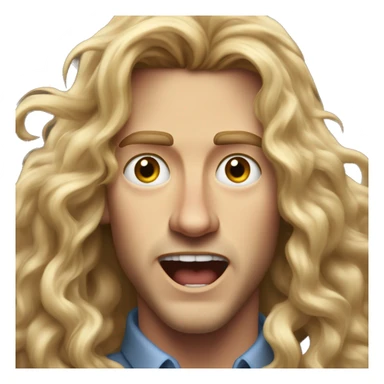A handsome young man with long, wavy fair-haired hair cascading down past his shoulders, his face contorted in a look of utter shock and amazement, eyes wide open and mouth agape, appearing totally stunned and bewildered by something extraordinary sticker