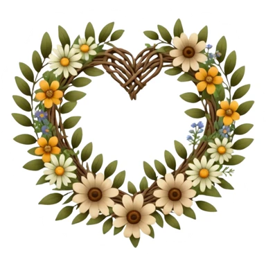 nature wreath heart, boho beautiful  sticker