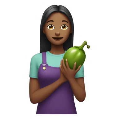 Girl holding eggplant sticker