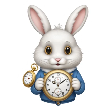 Rabbit holding watch sticker