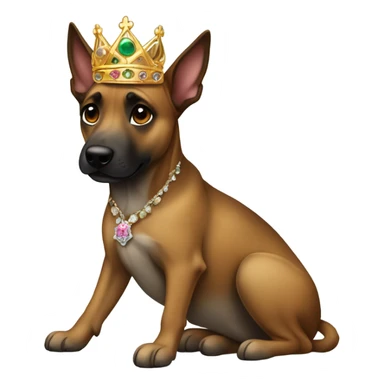A malinois brindle dress color with a crown on his head sticker