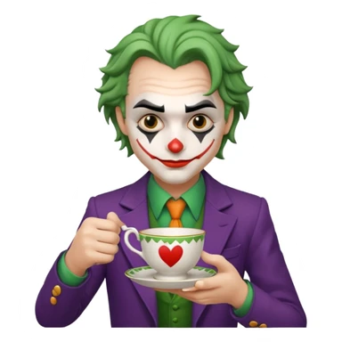 joker holding tea cup sticker