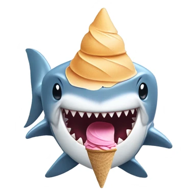 shark wearing a swimsuit and eating an ice cream sticker