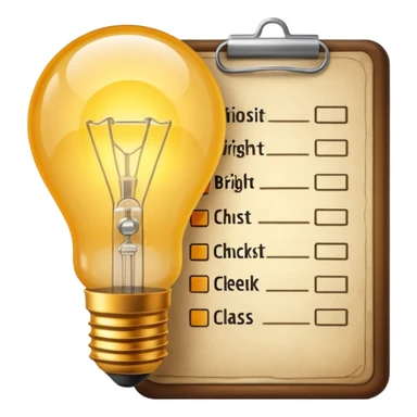 light bulb with a checklist sticker