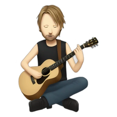 Thom Yorke playing guitar sticker