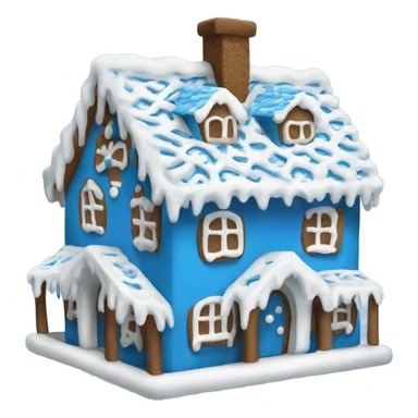 A blue and white gingerbread house sticker