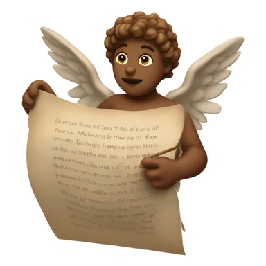 Realistic Photo of cupid poetry scrol sticker