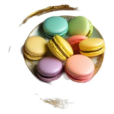pastel macarons on vintage rococo golden plate sticker