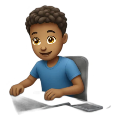 boy using laptop sticker