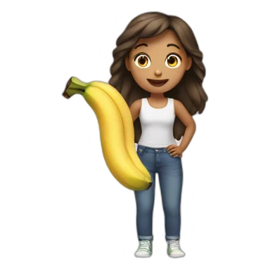 girl holding a banana sticker