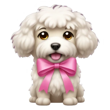 Fluffy dog with a pink bow  sticker
