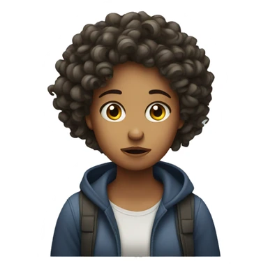 confused and annoyed girl with curly hair  sticker