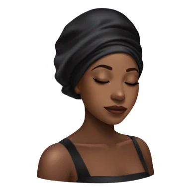 black girl wearing a black satin hair bonnet sleeping sticker