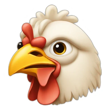 neutral face with a chicken on his head sticker