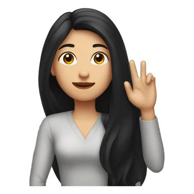 a woman with long black hair with one hand raised sticker