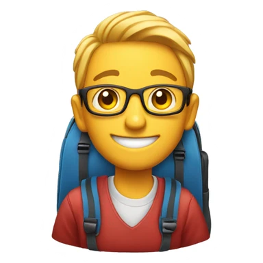 with school bag smiling sticker