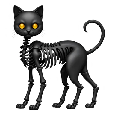 Shiny edgy gothic evil dark Cat skeleton (full body) sticker