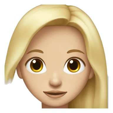 Girl with blond long hair and brown eyes with white skin sticker
