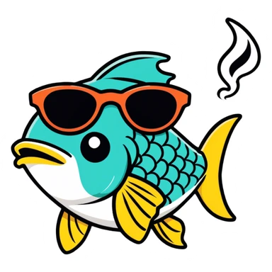Fish smoking a blunt with sunglasses  sticker
