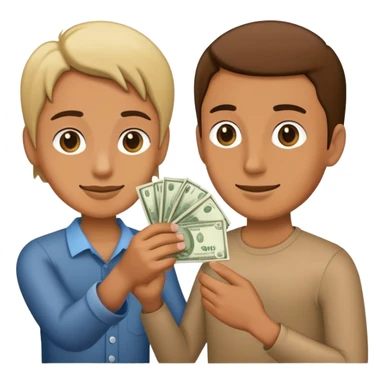 person giving money to another person sticker