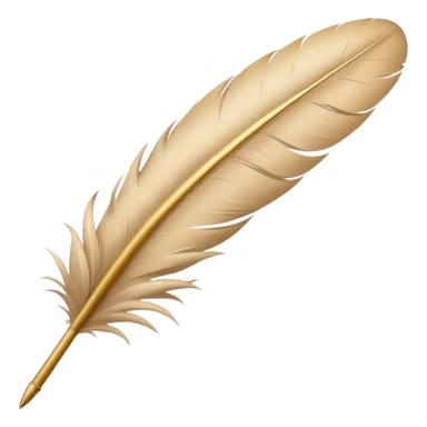 The hand writes with a beige feather sticker