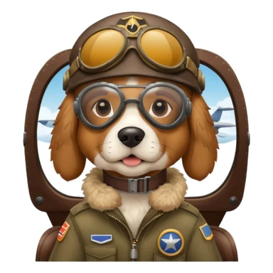 dog pilot riding plane sticker