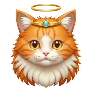 Orange cat wearing a halo sticker
