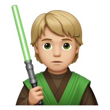 Star Wars Return of the Jedi, Luke Skywalker with green lightsaber, emoji style sticker