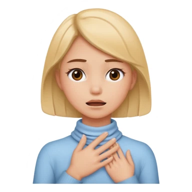 Girl with hand around the neck, pretending to choke herself sticker