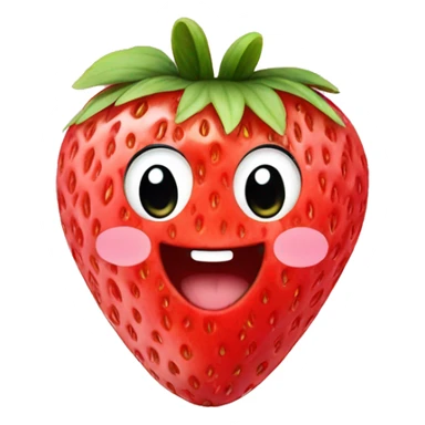 bunny shaped strawberry with cute smile sticker