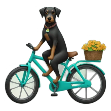 black with brown dog on a turquoise bike sticker