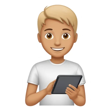 Person using communication board or tablet for assistance sticker