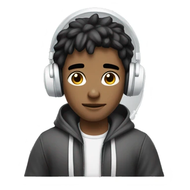 gamimg guy with white headset and controler wearing a hoodie and black hair brown skin sticker
