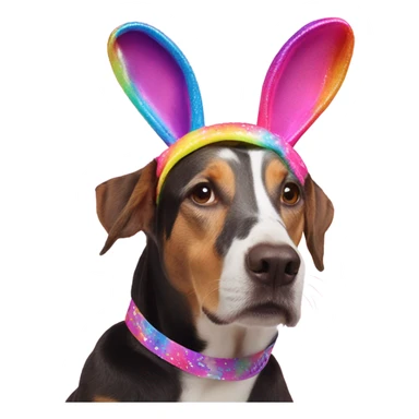 Lisa Frank Easter bunny headband on dog sticker
