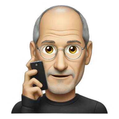 steve jobs using an smartphone sticker