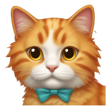 fluffy orange cat with bow collar  sticker