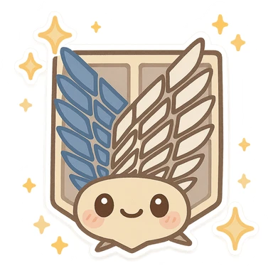Cute Survey Corps emblem with sparkles, Attack on Titan theme, emoji style sticker