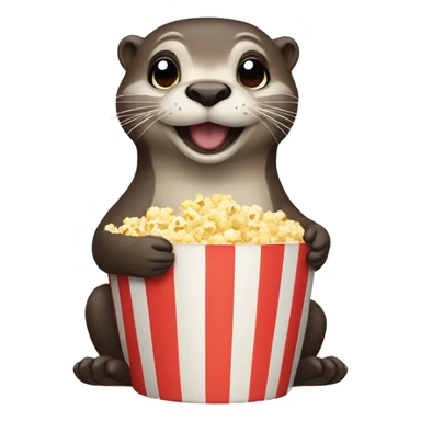An otter holding popcorn sticker