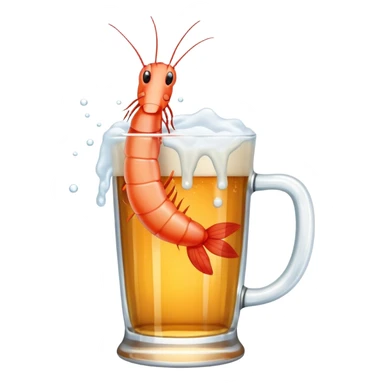 Shrimp having a bath in a beer glass sticker