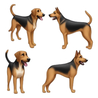 coonhound and German shepherd mix dog walking sticker