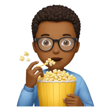 black hedgehog with glasses eating pop corn sticker