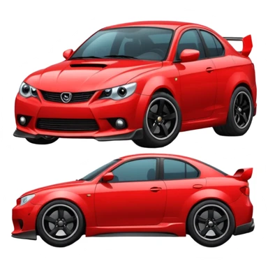 red car with angry face sticker