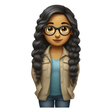 una niña con gafas pelo moreno y dibujando sticker