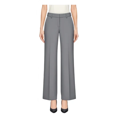 petite gray wide leg tailored pants, shorter ankle length, dress trousers, flat lay isolated garment only, no model, no human, plain white background sticker