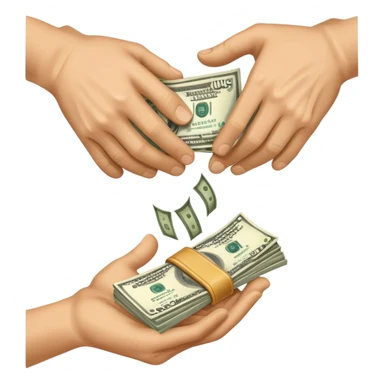 money being passed from one hand to another hand sticker