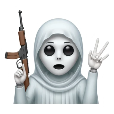 Fantasmas con un fusil y haciendo haciendo en en forma de V con los dedos sticker