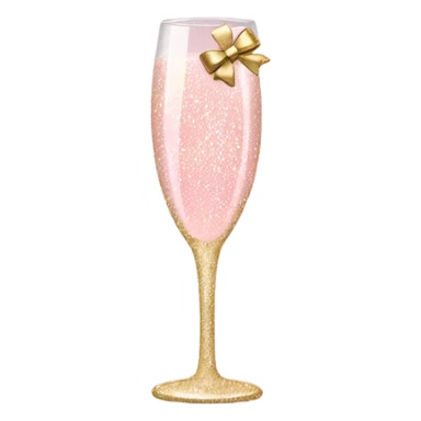 Light Pink glitter champagne glass with gold bow sticker