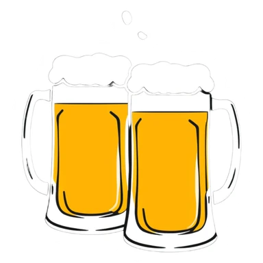 two beer mugs clinking together in a toast sticker